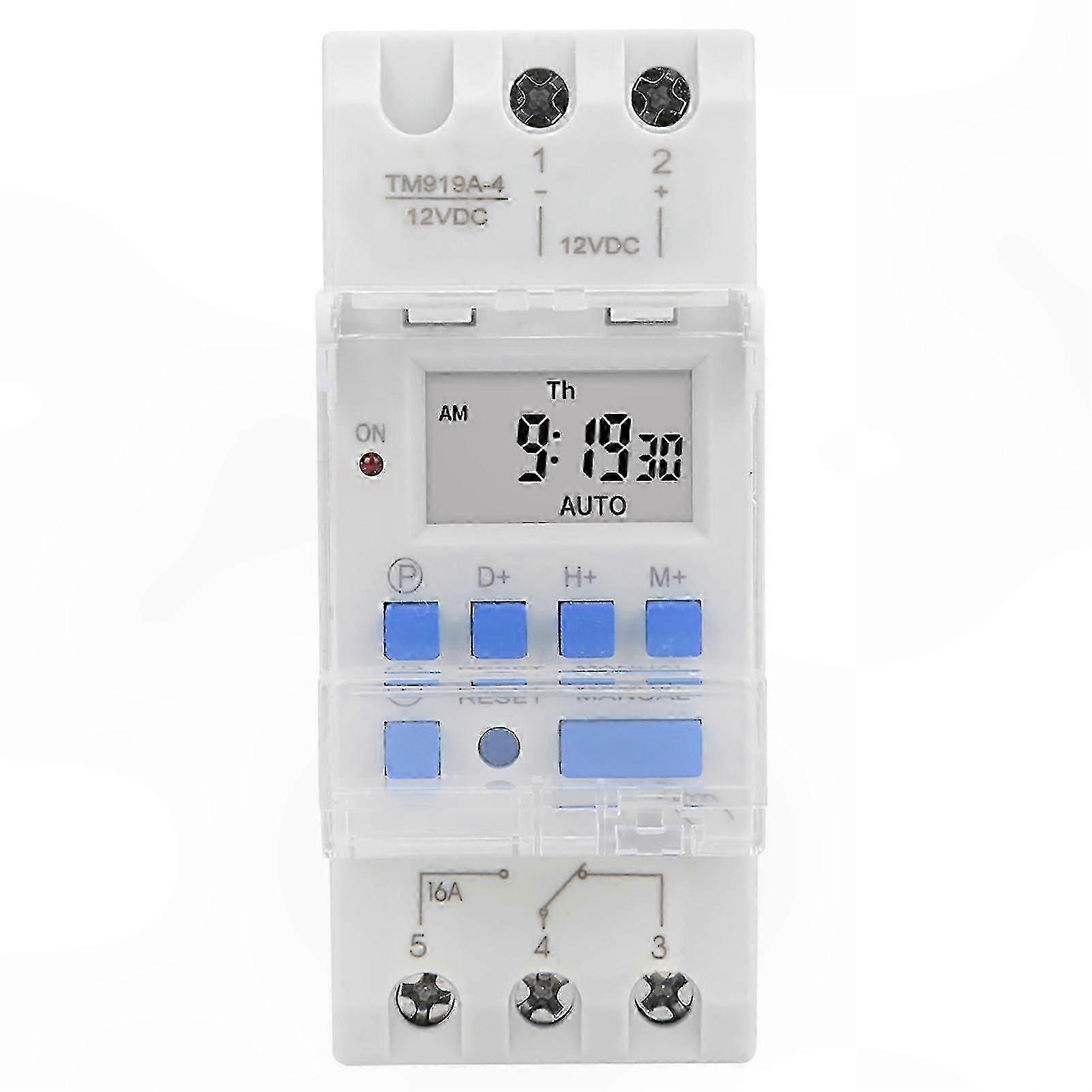 12V DC Timer Switch with LCD Display and Countdown Feature Removable Battery 16A