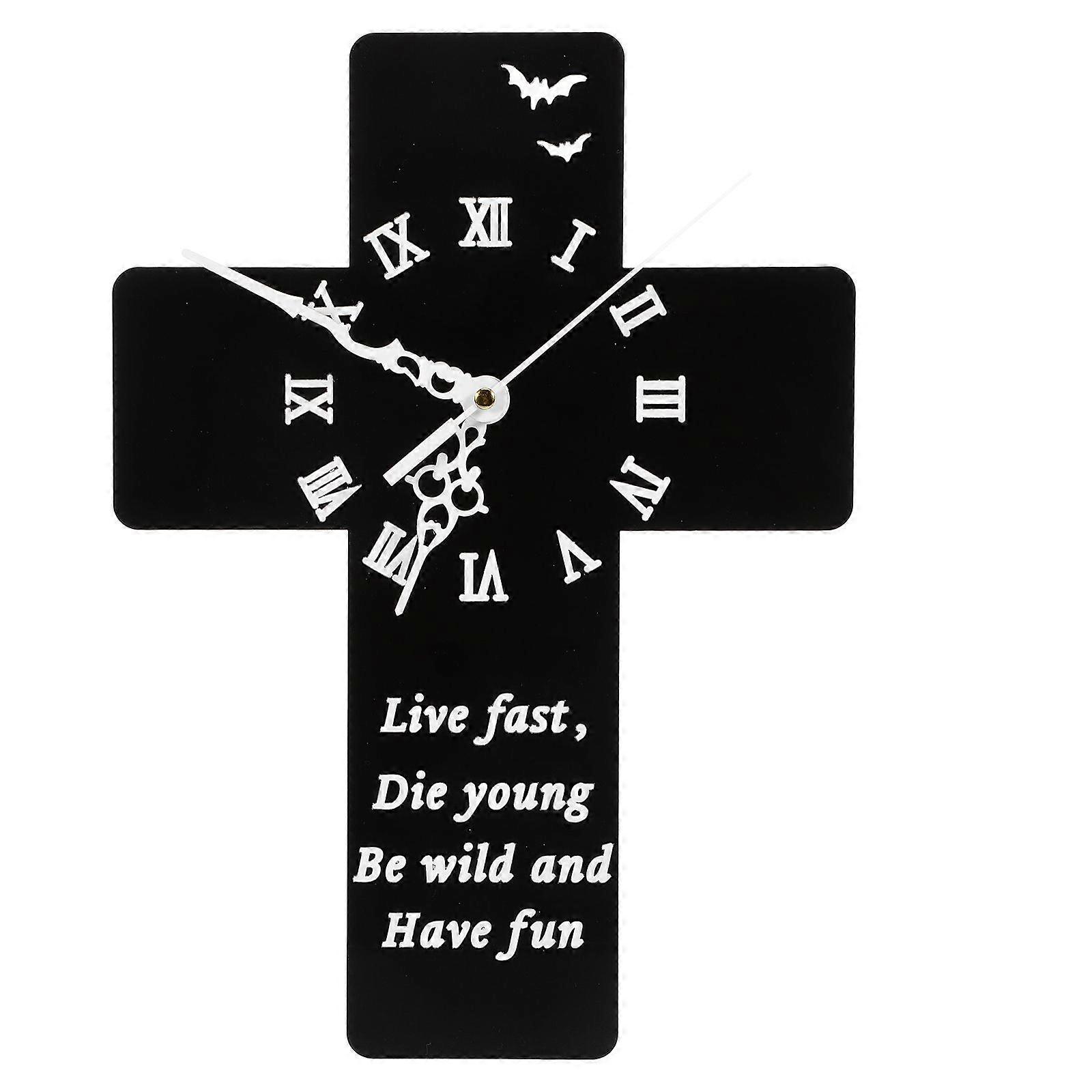 Acrylic Wall Clock Wall Hanging Clock Decorative Cross Clock Wall Decor Clock No Battery