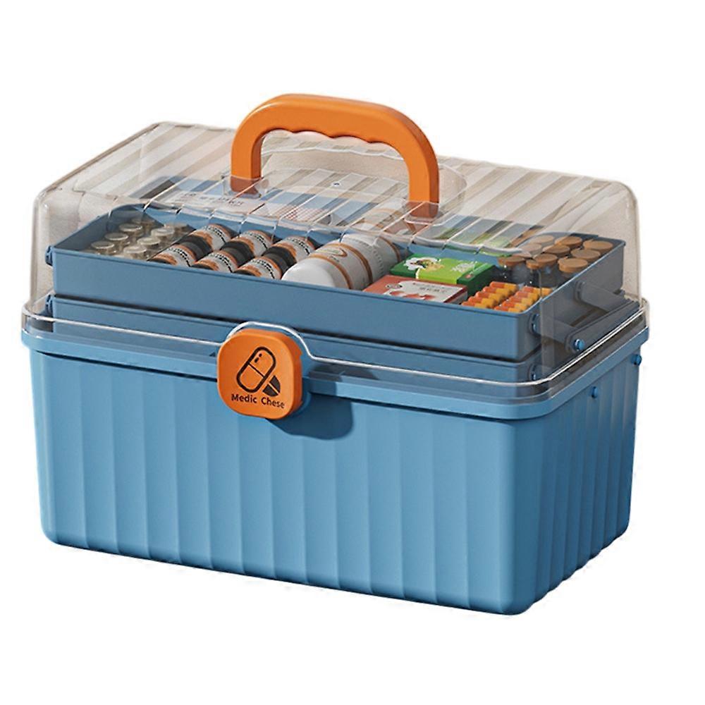 3-Layer Foldable Medicine Storage Box 32 x 17 x 22cm Portable First Aid Organizer for Home
