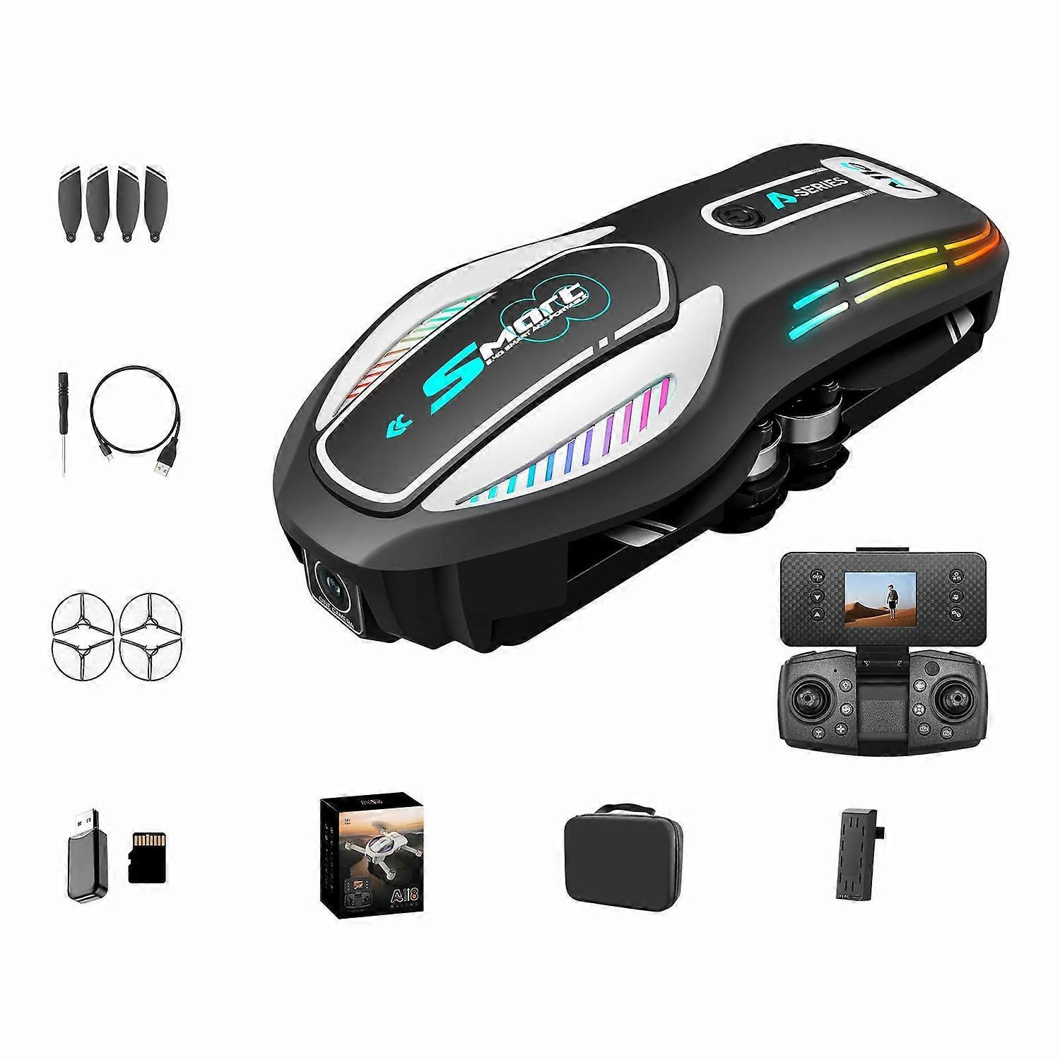 A118 Brushless Drone,1 Battery Optical Flow Obstacle Avoidance RC Quadcopter with 8GB Memory Card De
