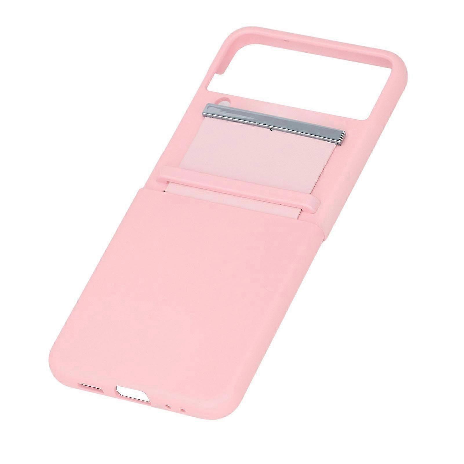 Phone Case Shockproof Anti Scratch Foldable Protective Phone Case Cover with Pull Strap Pink for Galaxy Z Flip 4