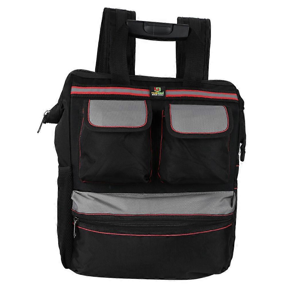 YILEQI Sac à outils en tissu Oxford, sac à dos de rangement multifonctionnel pour outils de réparation (noir)