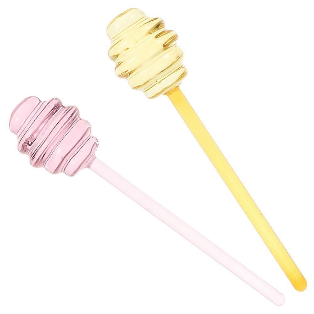 Honey Mixing Stick Glass for Honey Pot 2Pcs Assorted Color Usage
