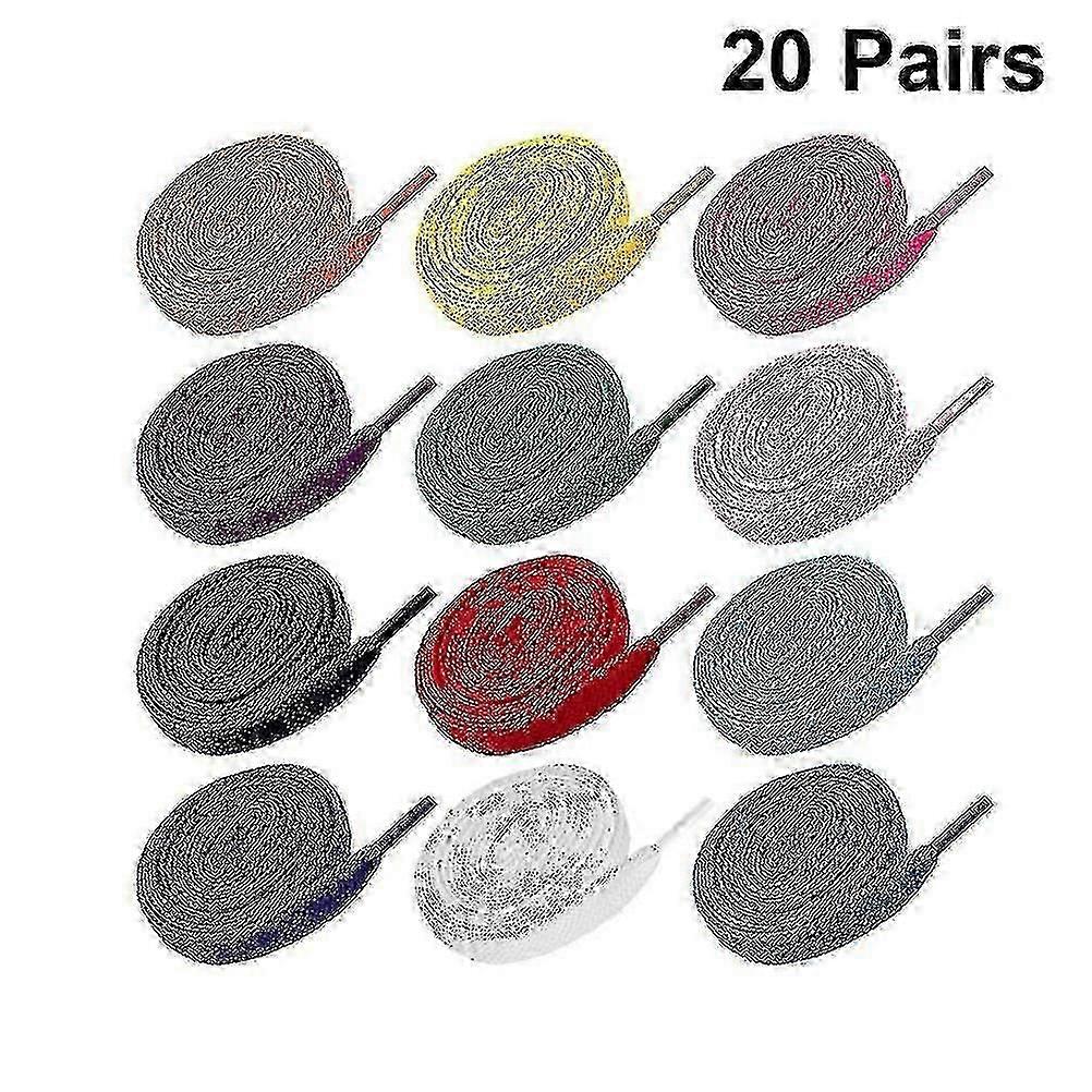 20pc أزواج استبدال الأحذية المسطحة Shoelaces أحذية ملونة الأربطة سلاسل للأحذية الرياضية أحذية رياضية الزلاجات