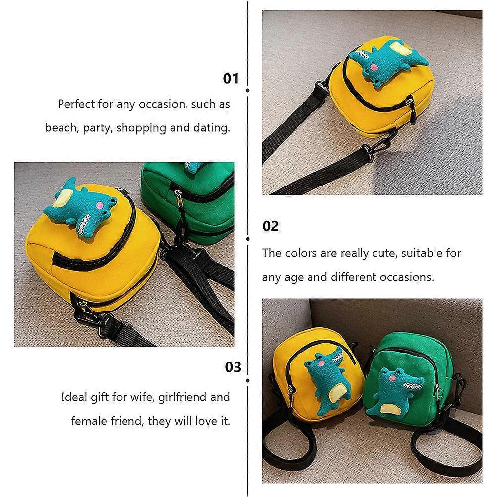 Small Canvas Shoulder Bag Dinosaur Pattern for Storage 1Pcs Mini Bag