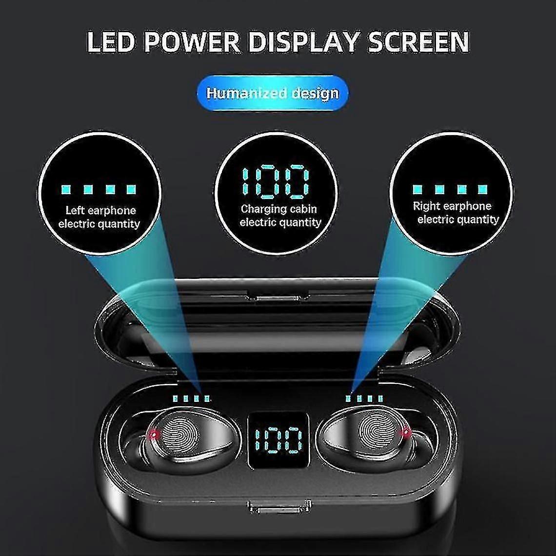 Bluetooth Headset Wireless Headset Earplug Hifi Stereo Mini Waterproof Headphone Led @