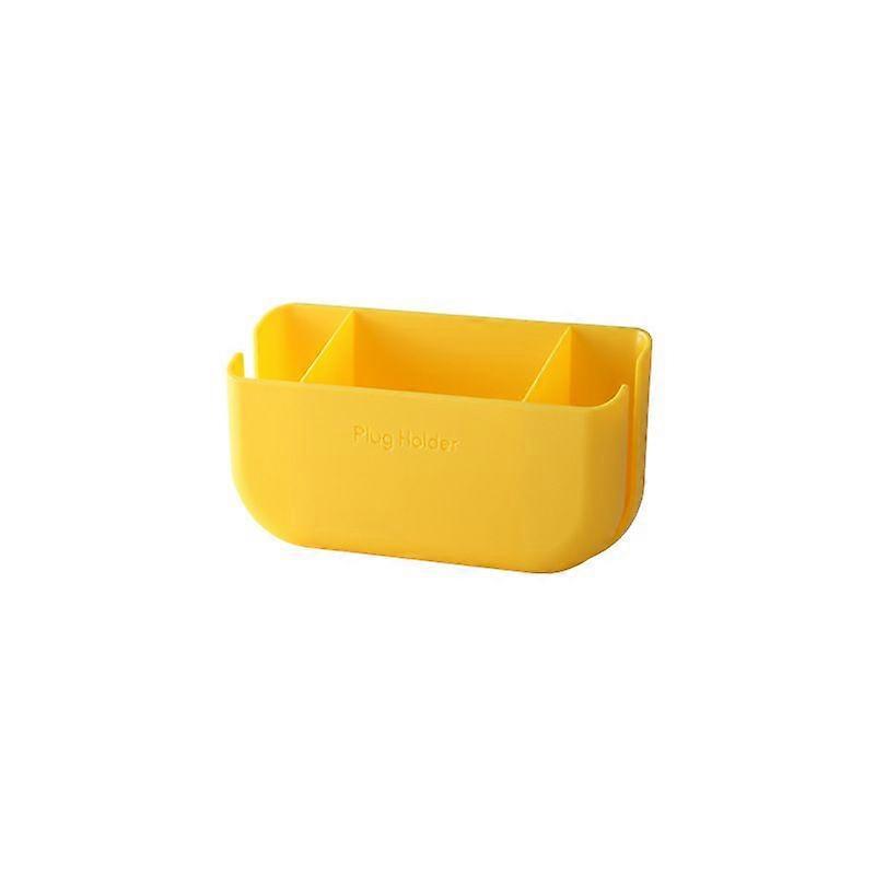 Yellow plastic household nail-free wall three-compartment storage box 4pcs