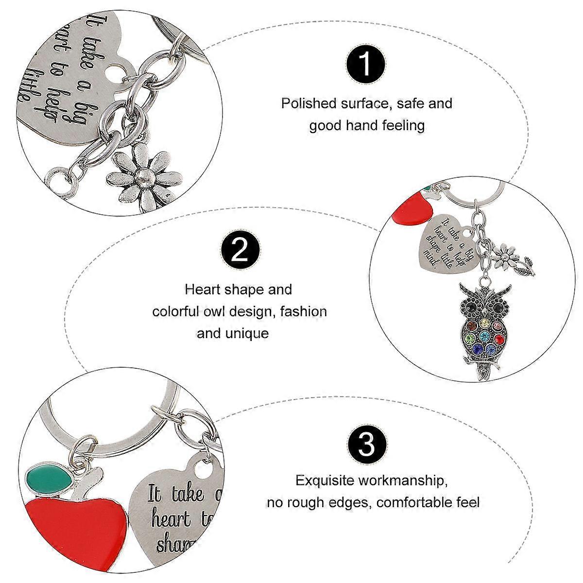 Key Chain Pendant Alloy Heart and Owl Key Chains for Keys 2Pcs Set