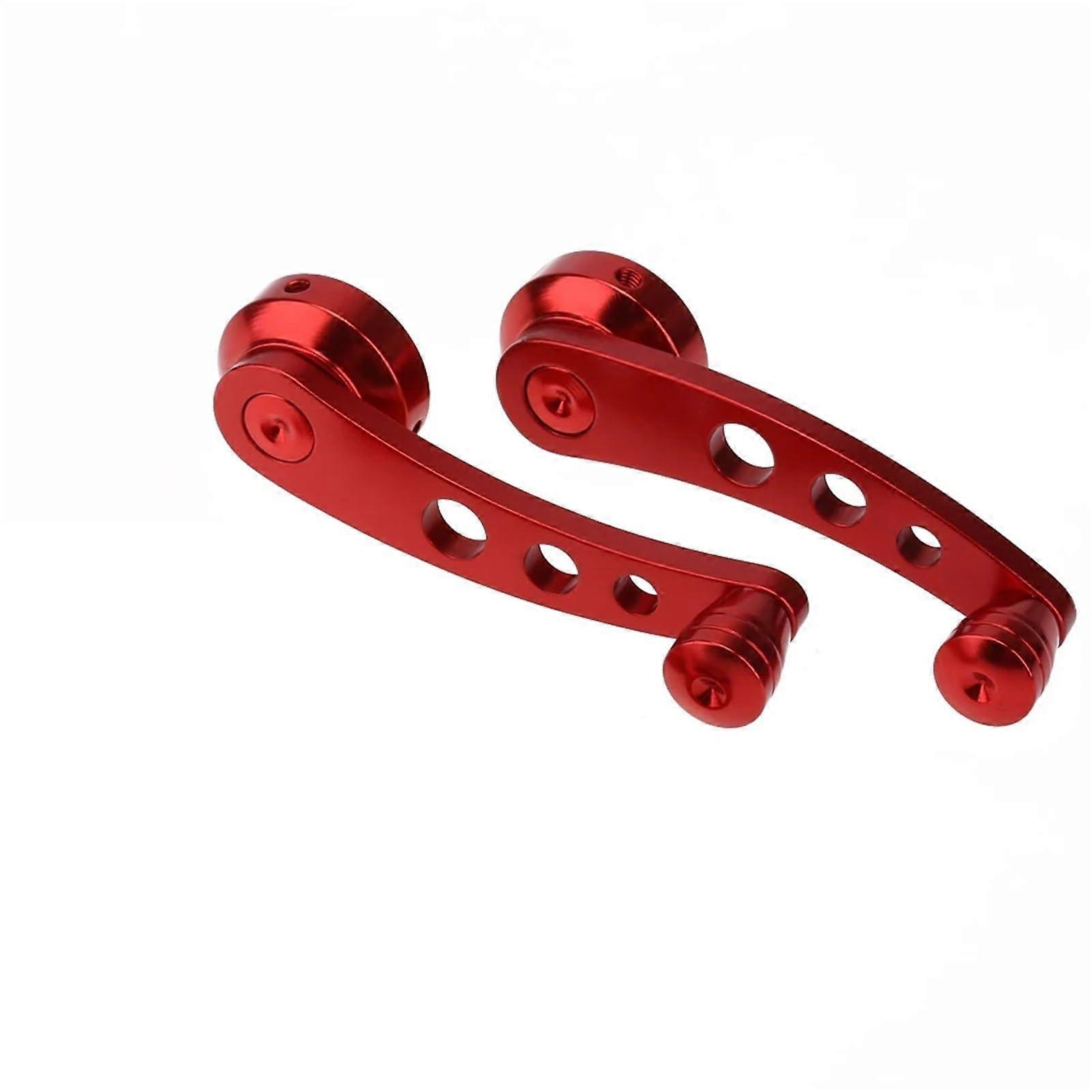 Power Window Switch Aluminum Alloy Universal Car Window Handle Winder Riser Replacement Window Regulator Motor Red 2pcs
