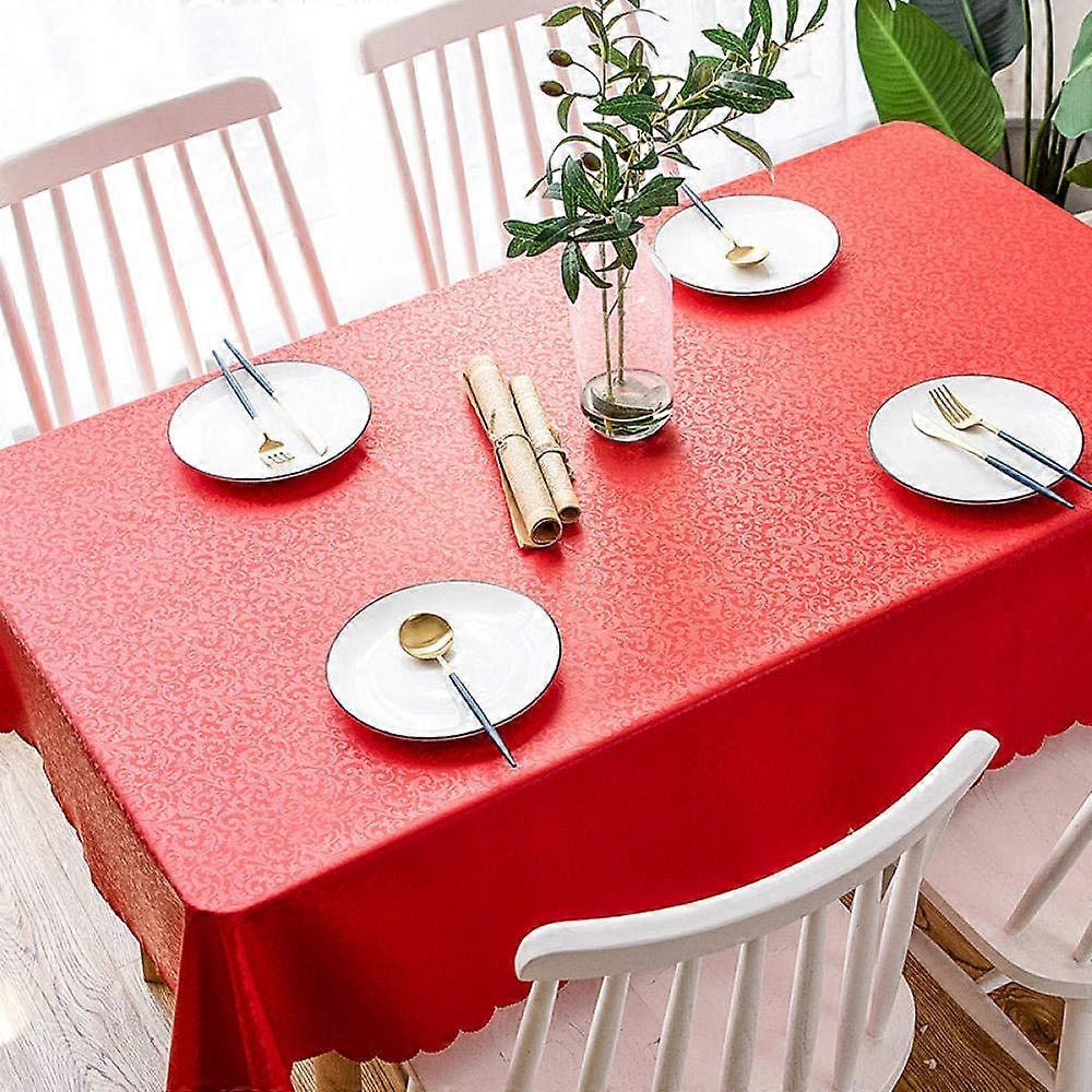 Water Resistant Table Cloth Rectangular 130x180 Red Anti Hot Oil Proof Stain Resistant Mildew Proof Folding