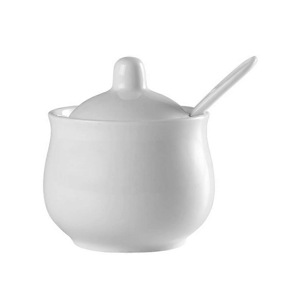 Ceramic Spice Jar Round Salt Container Kitchen Use White Ceramic Storage 1 Set