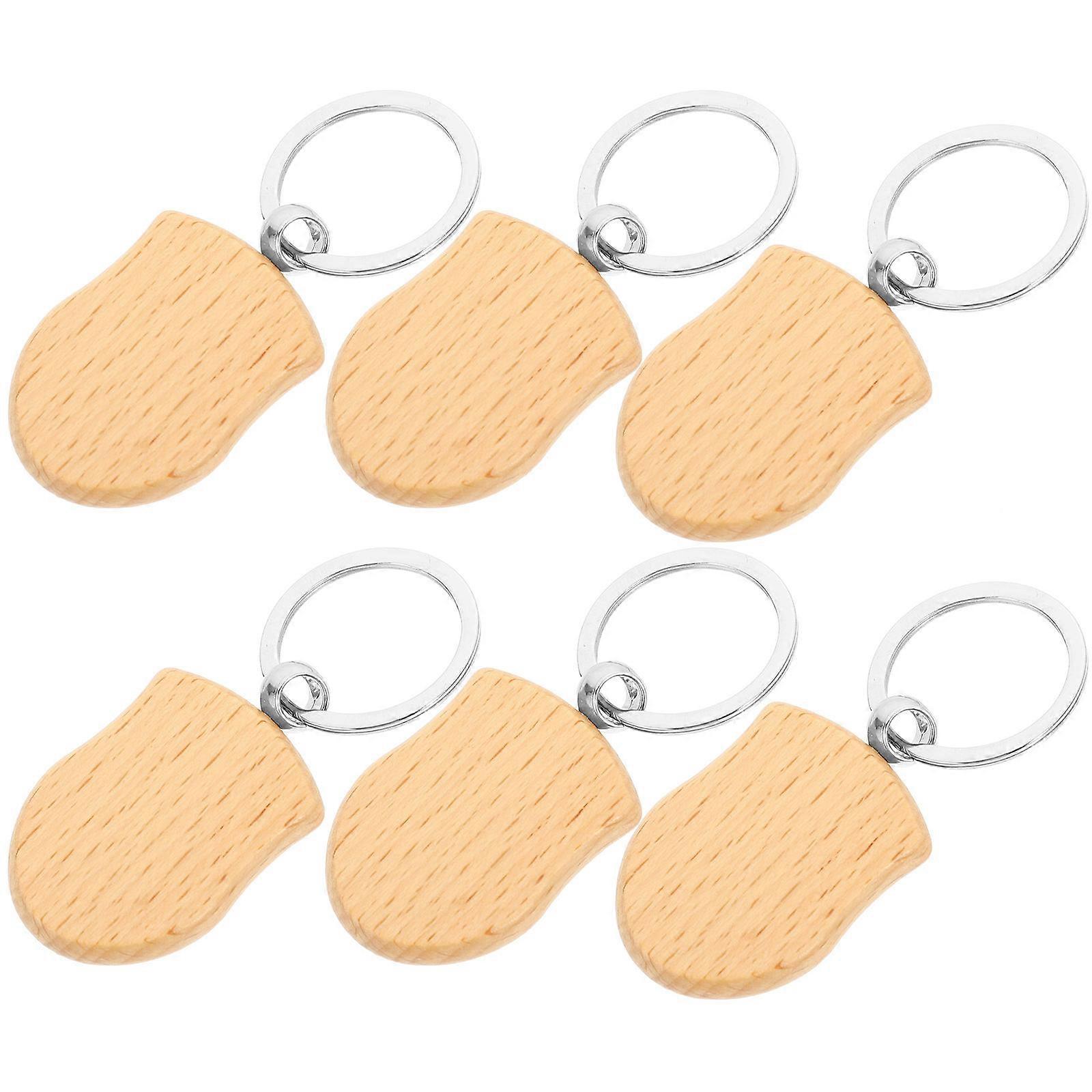 12 Pcs Rustic Wood Keychains Blank Key For Birthday Graduation Thanksgiving And New Year Celebration 4.5x3.5x0.6cm