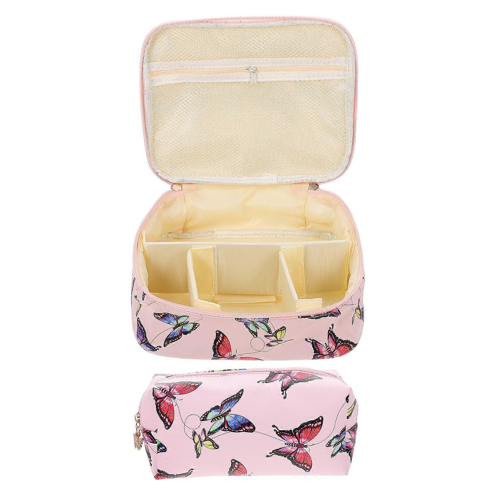 Cosmetic Bag Multi-Compartment Toiletry Organizer For Women Daily Use Traveling 22x18cm Polyester 2Pcs