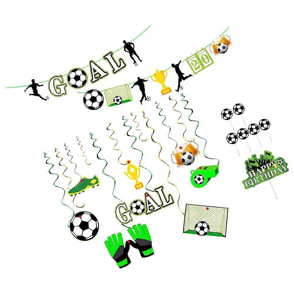Football Elements Banners 1 Set Assorted Color Cupcake Toppers 20X14.2Cm Suitable For Picnics And Themed Events