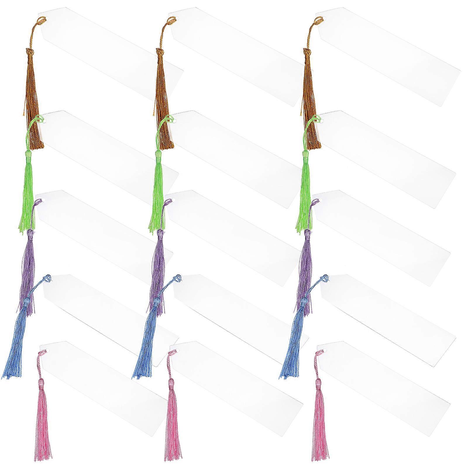 Delicate Acrylic Bookmark with Tassels for Decoration 4Sets