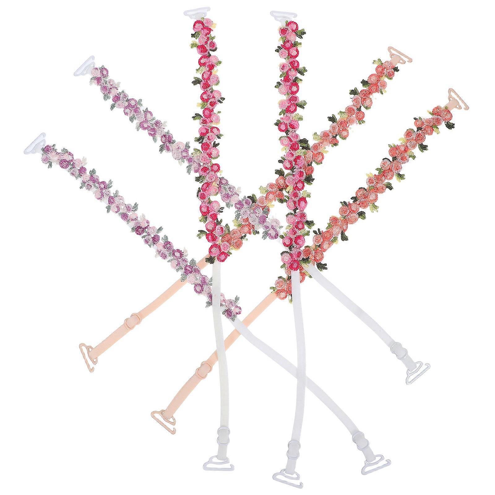 Flower Bra Strap Replacement with 15Pairs Embroidered Lace Shoulder Straps