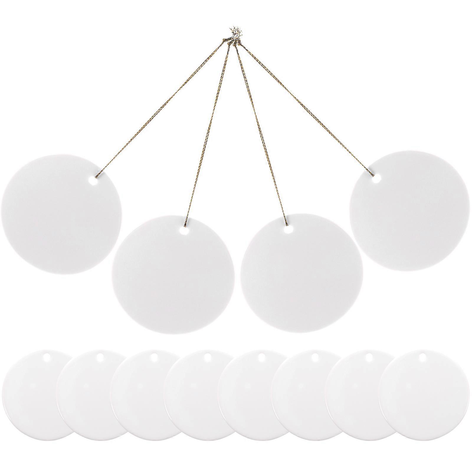 24Pcs White Ceramic Round Circle Hanging Tags for Home DIY Decor