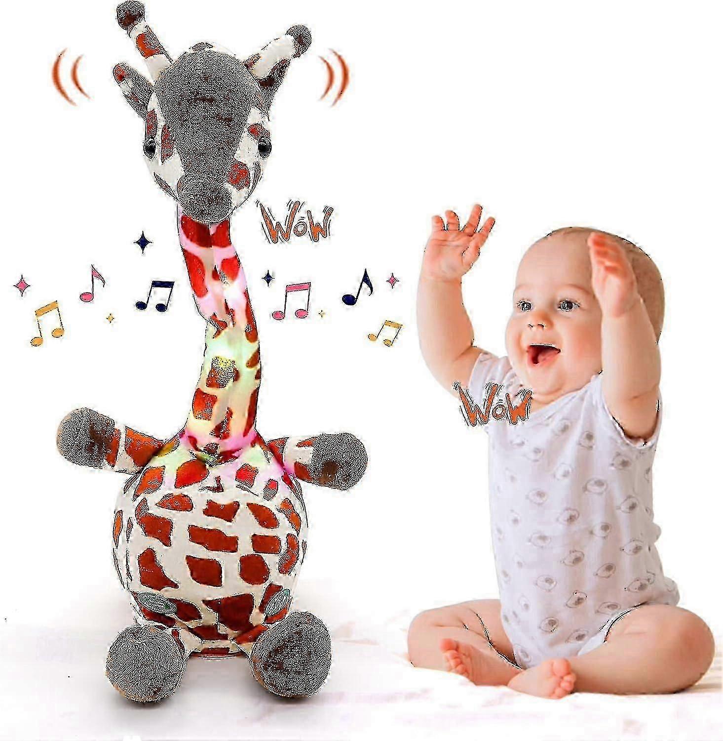 Interactive Giraffe Plush Toy That Repeats Your Words Soft Dancing Stuffed Animal for Children