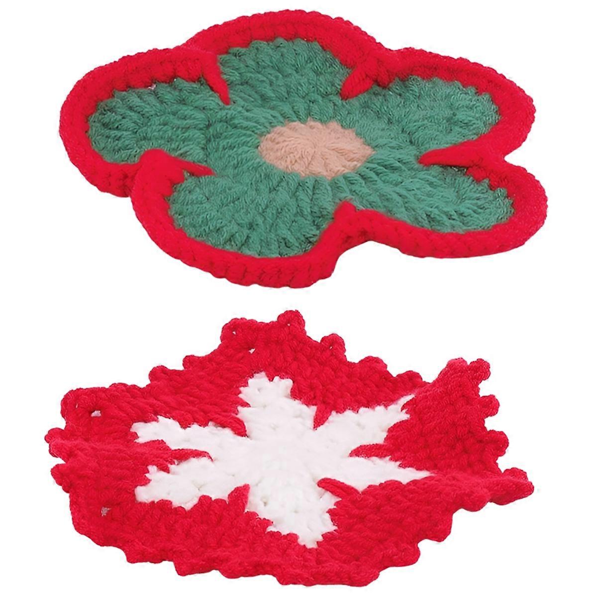 Hand-Crocheted Tea Coasters Flower and Snowflake Insulation Mats