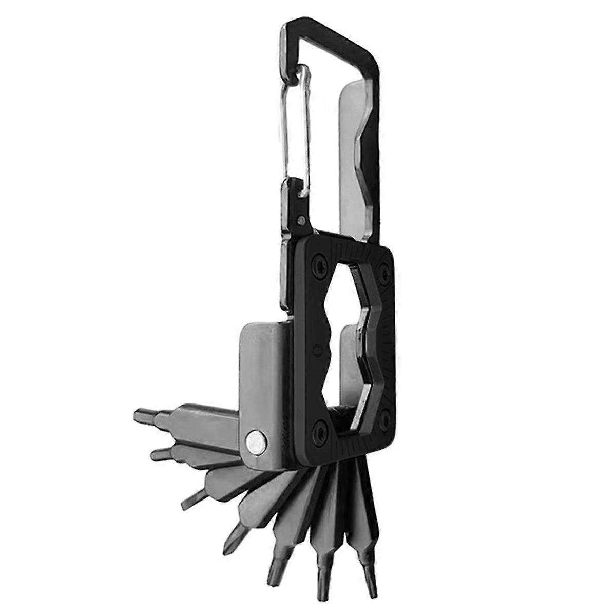 14-in-1 Keychain Screwdriver Folding Multi-Tool for Emergency Car Repair, Pocket-Sized Hex Bits Set with Key Ring & Case