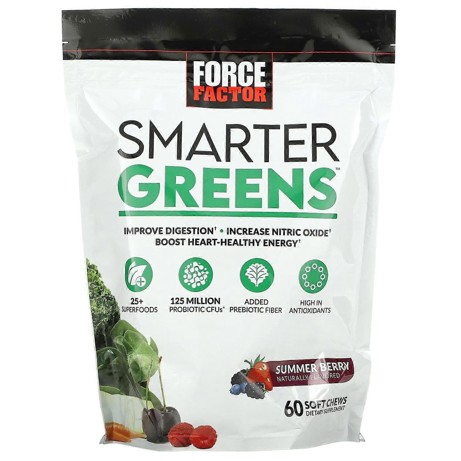 Force Factor, Smarter Greens, Summer Berry, 60 Soft Chews