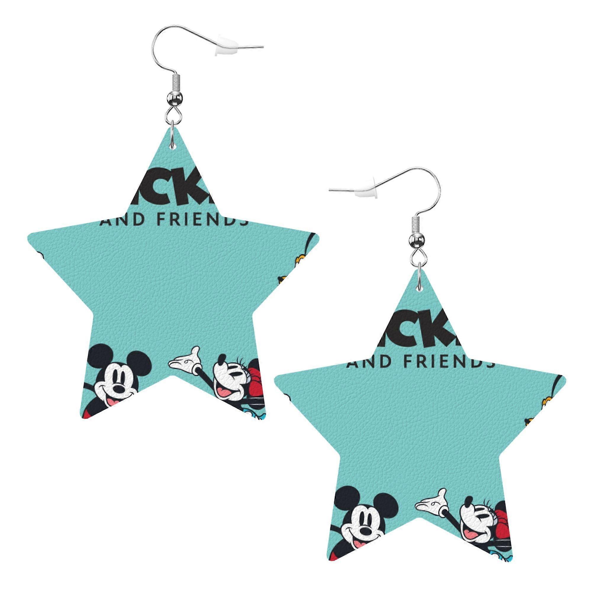 Cartoon Mickey Mouse Leather Earrings Christmas Decorative Design Faux Leather Earring Lightweight Dangle Drop Earrings for Women