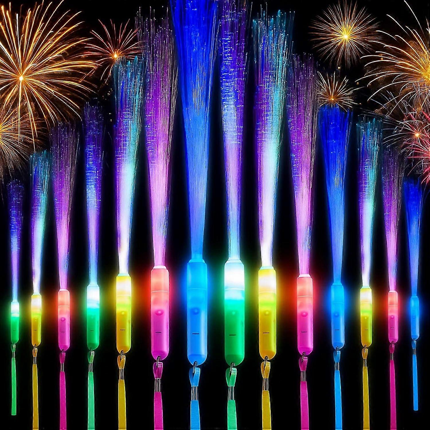 Fibre Optic Wands for Kids, Flashing MultiColor LED, 7 LED Colours, 3 Modes, Glow Sticks Party Favors, 48pcs