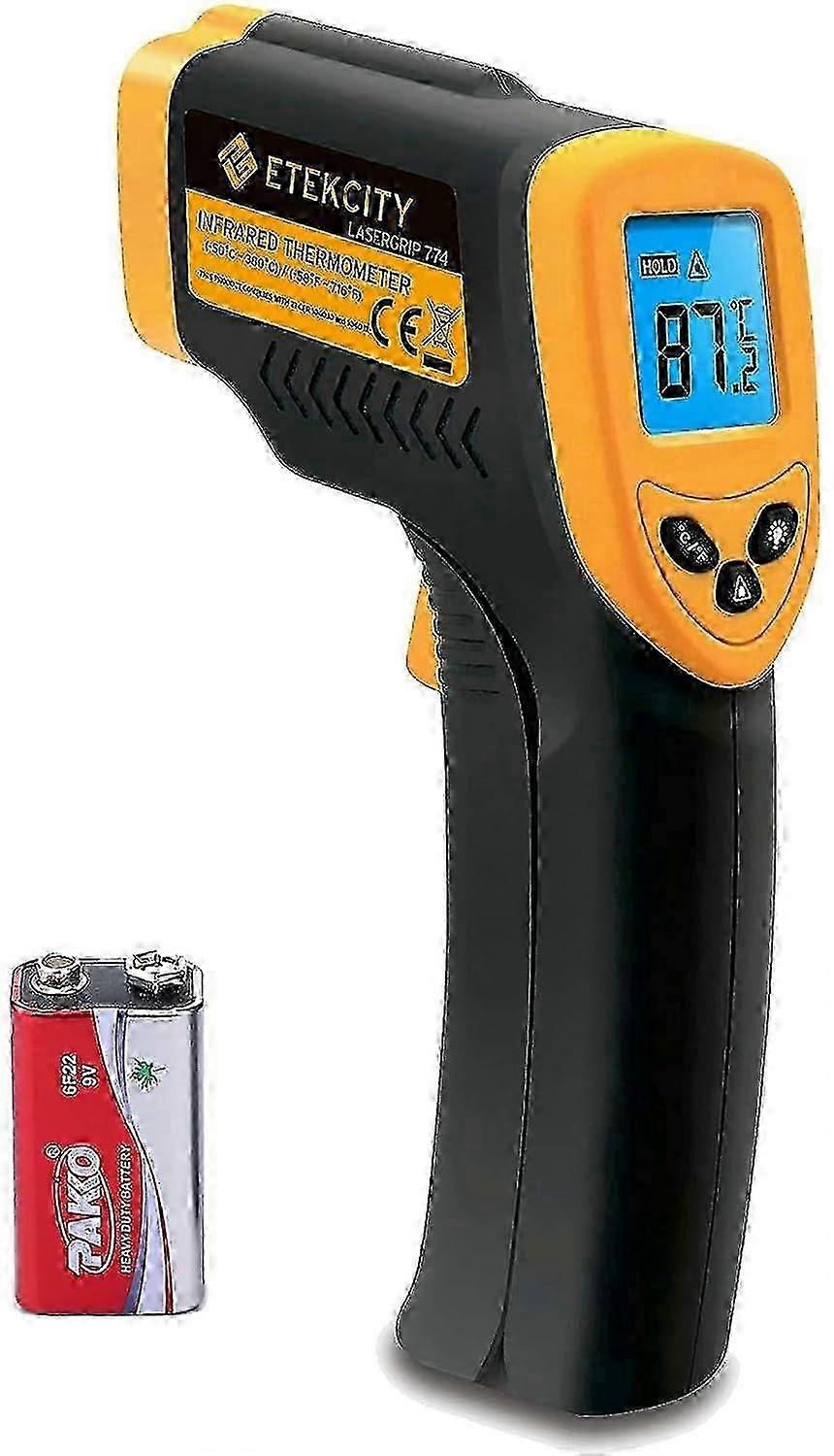 Non-Contact Digital Infrared Laser Infrared Thermometer With -50 To +380C Temperature Sensor, Lcd Illumination, Yellow/Black, 774 Grip (Not 
