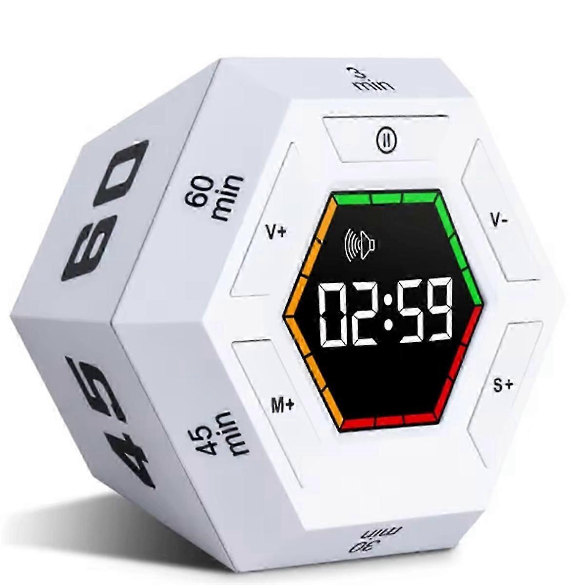 Magnetic Smart Productivity Kitchen Timer Digital Study Pomodoro Cooking Timer Hexagon Visual Flip T