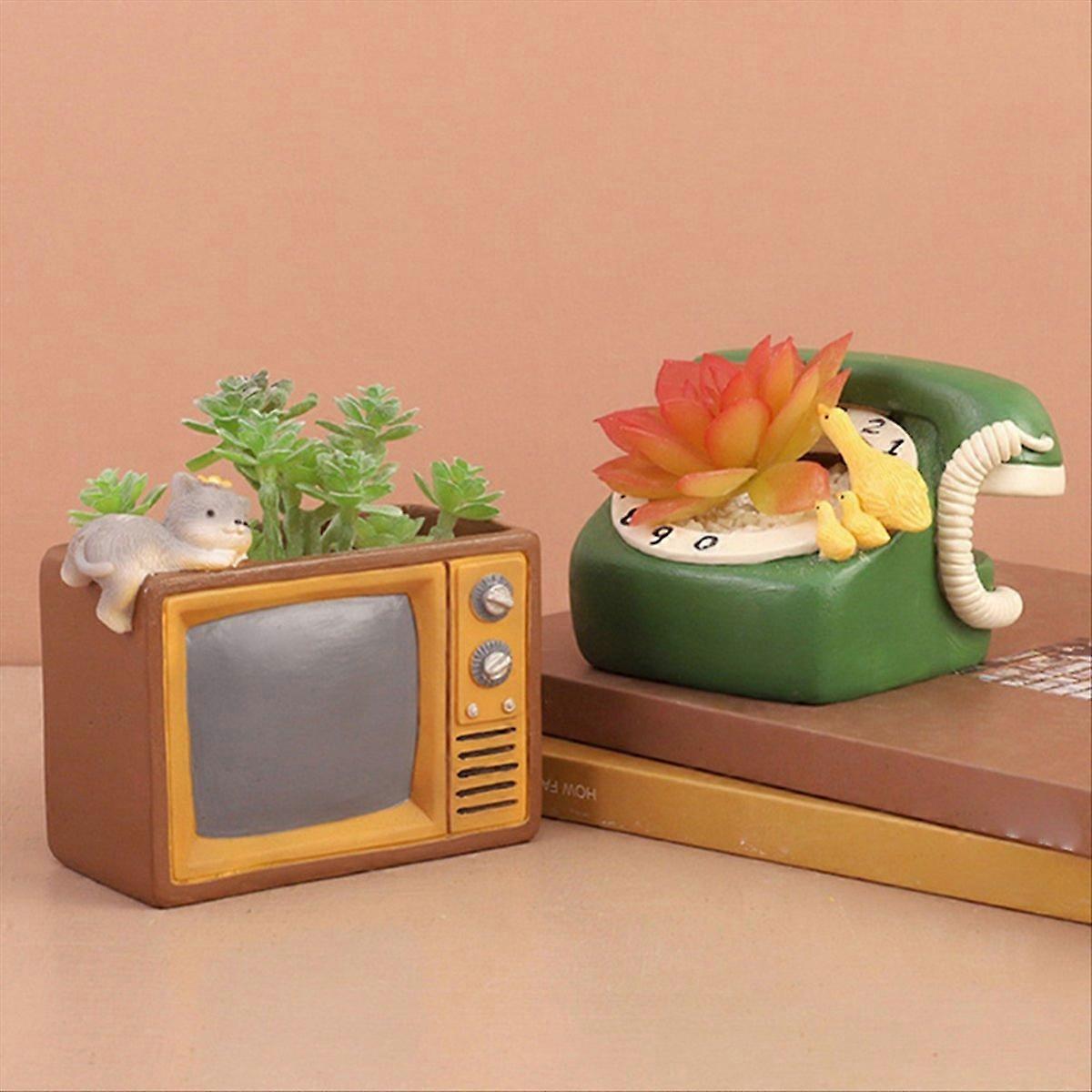 Flower Pot Retro Phone Plant Container