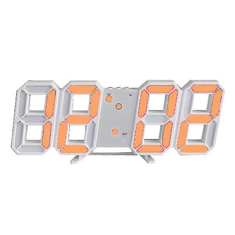 (Orange)3d Led Digital Clock Modern Design Multifunktionella Väggklockor