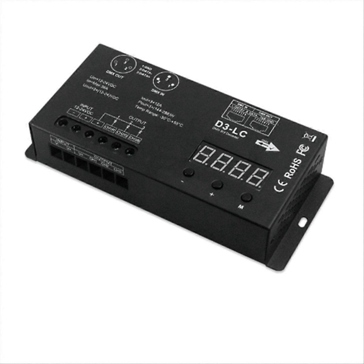 High Power Dmx512 Led Controller 3CH 12A/CH DMX512 Decoder Dimmer Driver DC12V-24V MAX 864W for Led