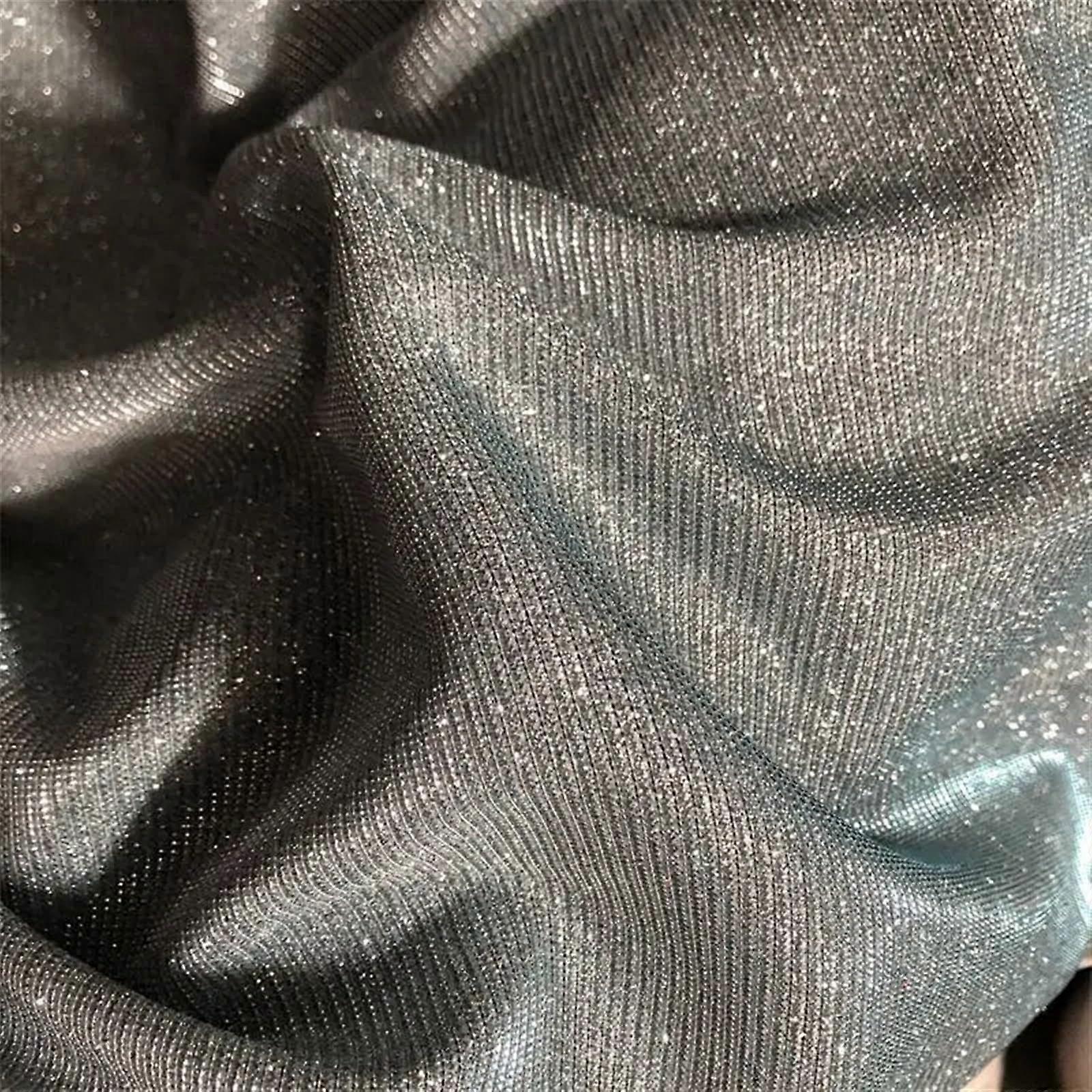 Glitter Tulle Fabric Roll Blue Shimmer Metallic Sequin Fabric For Crafts And Decor