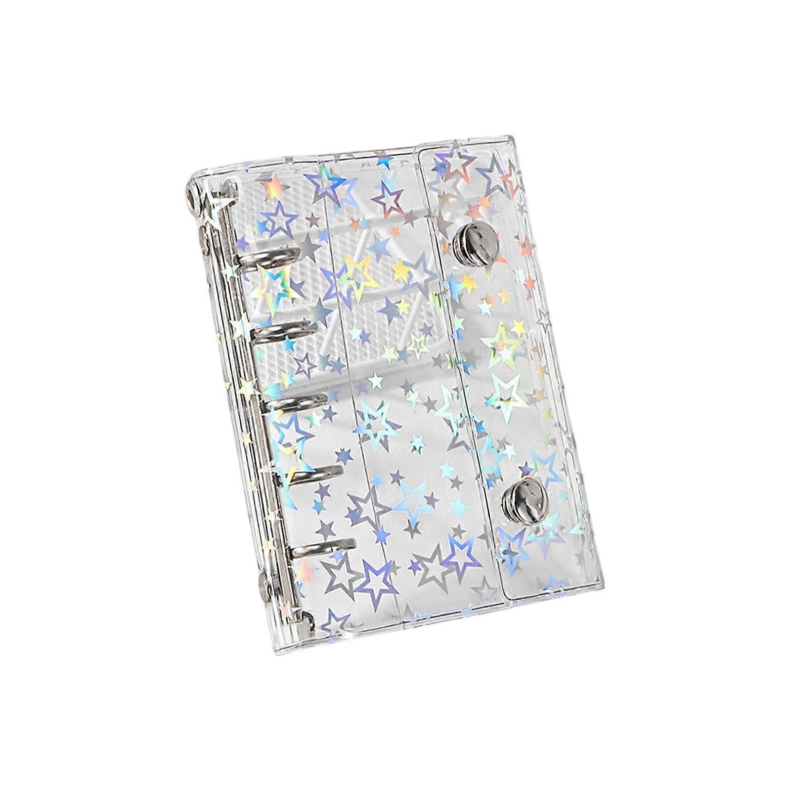Transparent Refillable Folder With 2Point Closure System Sparkling Star Designs Long Use Multicolor