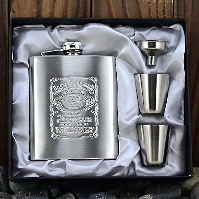 Flasks Easy To Carry 7oz Jack Stainless Steel Hip Flask Set Outdoor Hip Flask Friend Gift Flasks