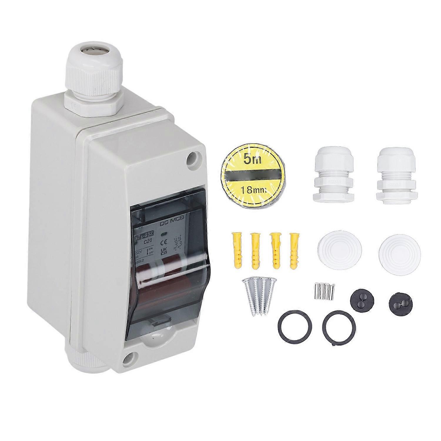 2P Miniature Circuit Breaker IP65 Waterproof Disconnect Switch for Solar PV System DC 1000V 20A