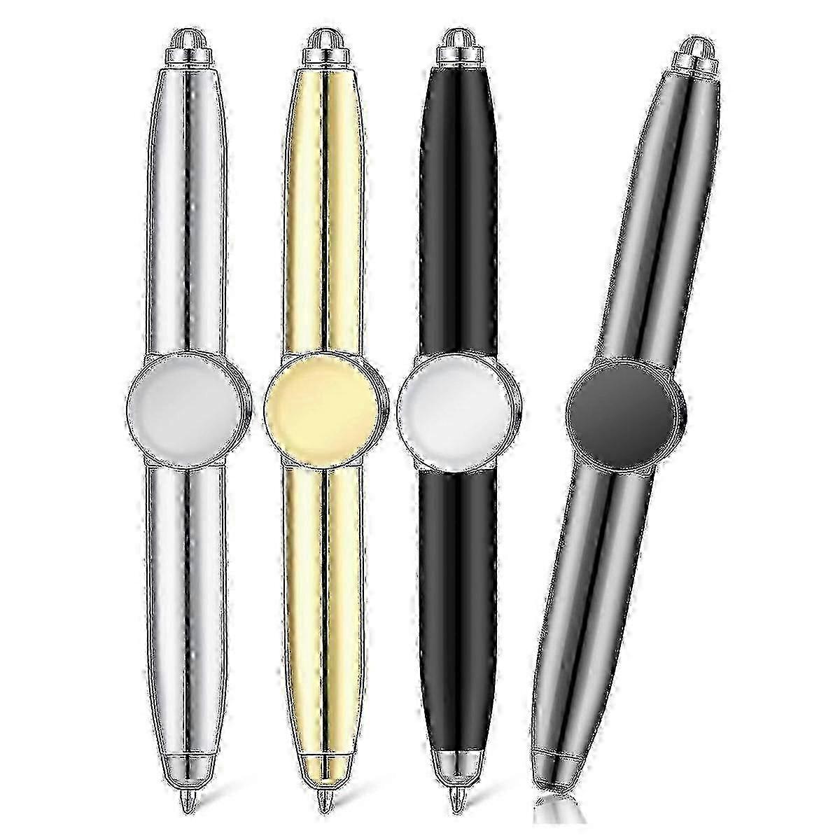 Improved 4-Pack Fidget Pen Spinner with LED Light - Multi-Functional for Stress Relief & Anxiety Reduction, Ballpoint Design (As Shown)
