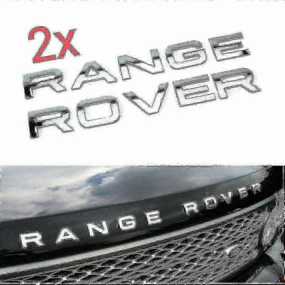 Chrome Range Rover Front Grill Bonnet Badge Emblem Bonnet And Back Boot Lettering Badge (pack Of 2)
