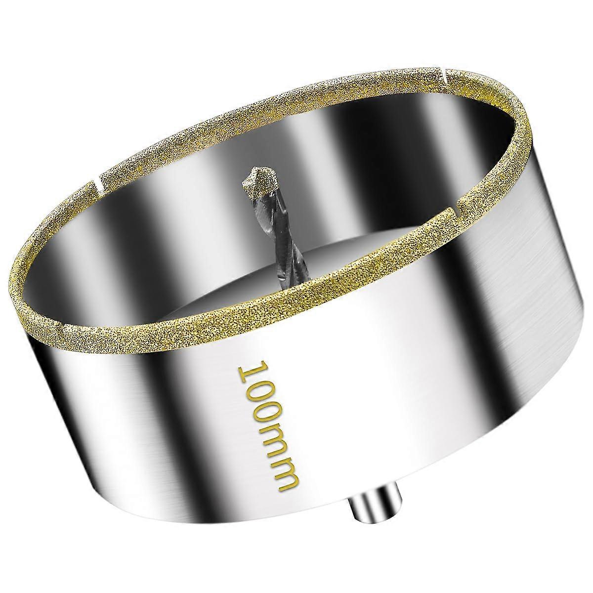 100mm Diamond Hole Saw with Centering Guide Drill Bit, Tile Hole Saw with Diamond Coating, Diamond Core Drill Bit for Glass, Tiles, Ceramics, Mar