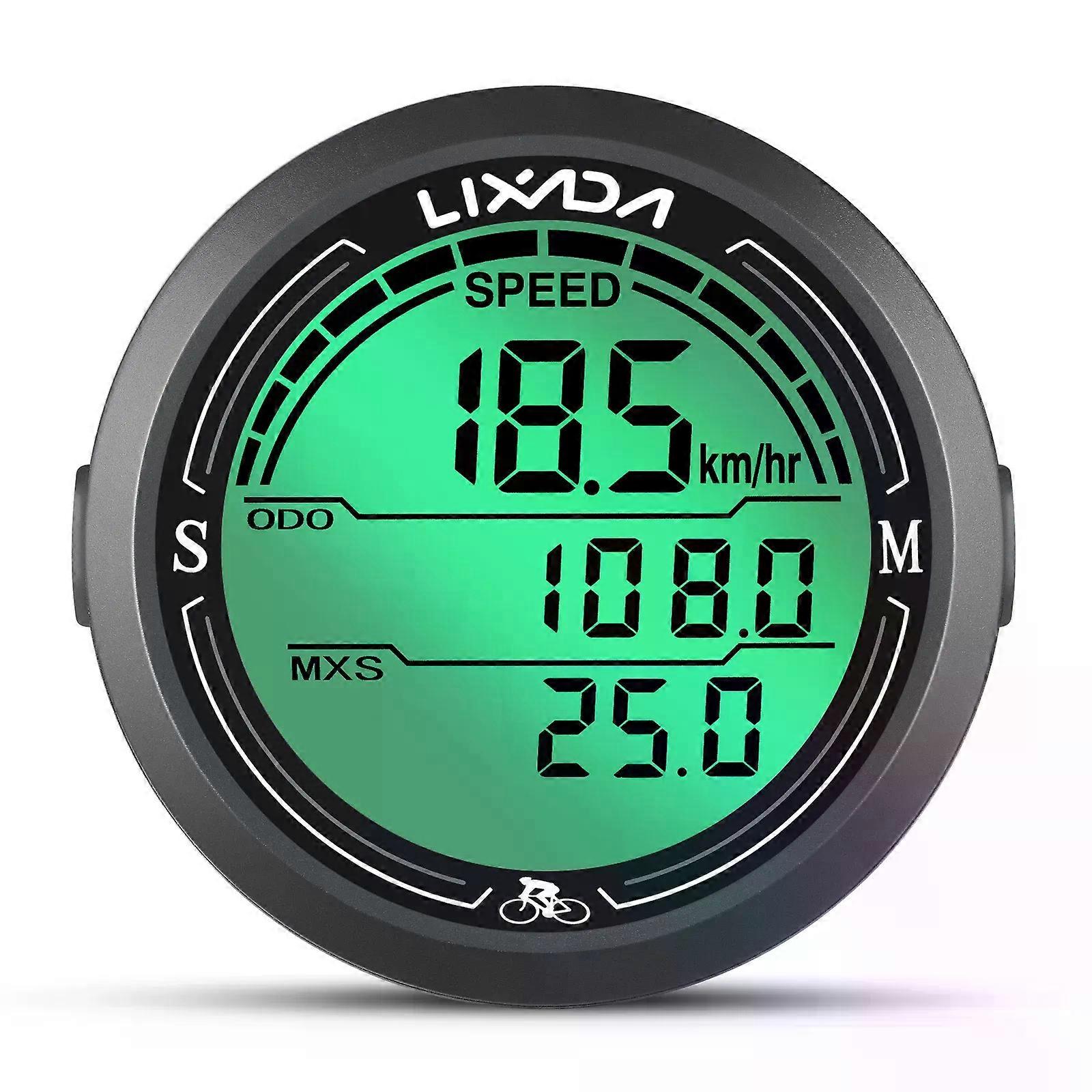 Wired Bike Speedometer IP67 Waterproof Round Shaped Bike Computer Large LCD Dispaly Backlight Screen Cycle Odometer