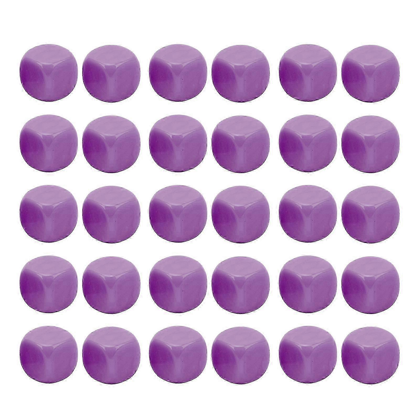 30PCS Fun Blank Dice Set DIY Puzzle Round Corner 6 Sided Dice for Board Games Math Learning Purple