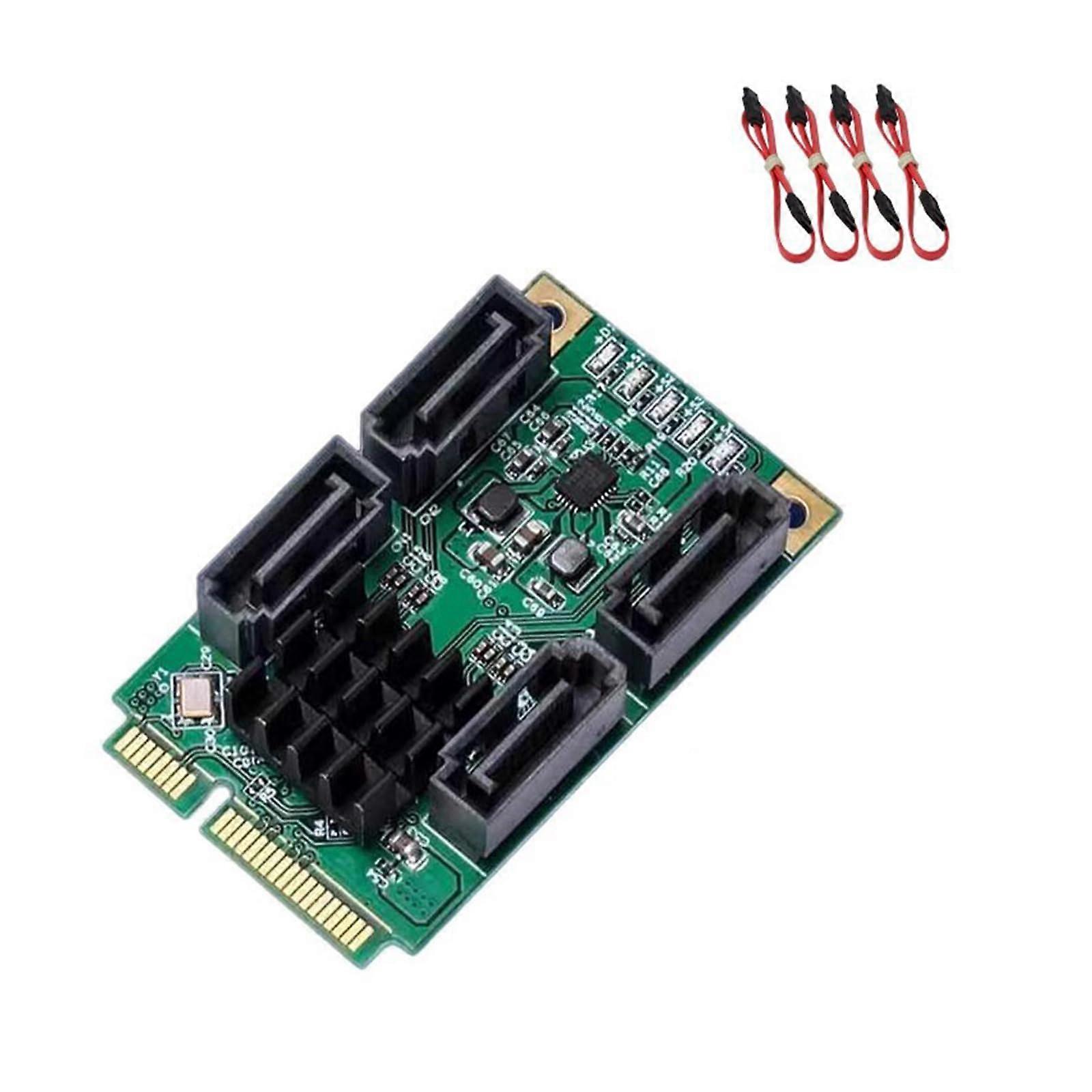 4 Port SATAIII Expansion Card MiniPCIe Adapters Chipset 6Gb/s Bandwidth Hot Swap Satas Controller