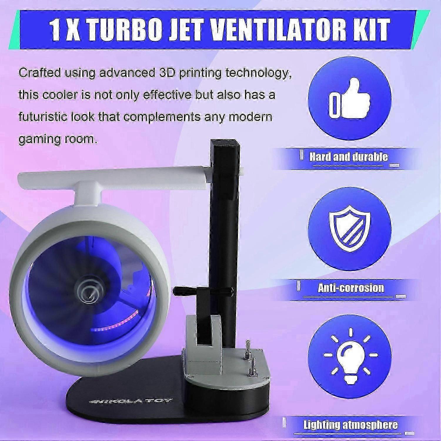 USB Jet Fan Desktop Turbofan Engine Fan Blue Light