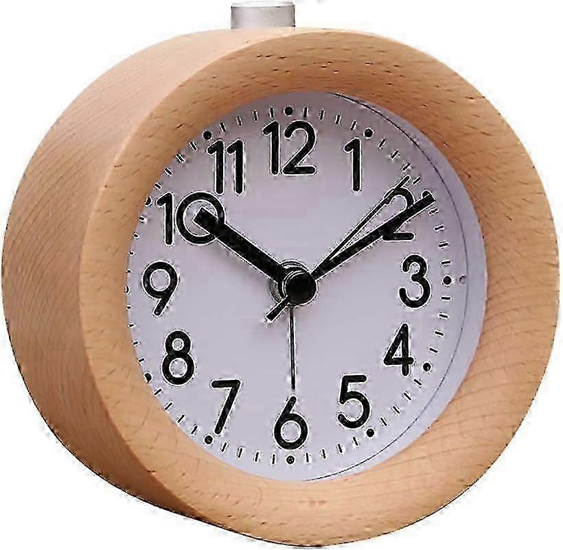 Silent Operation Wooden Alarm Clock, Battery Operated Non-Ticking Clock with Minimalist Style, Portable Design for Any Room Including Office Bedroom,