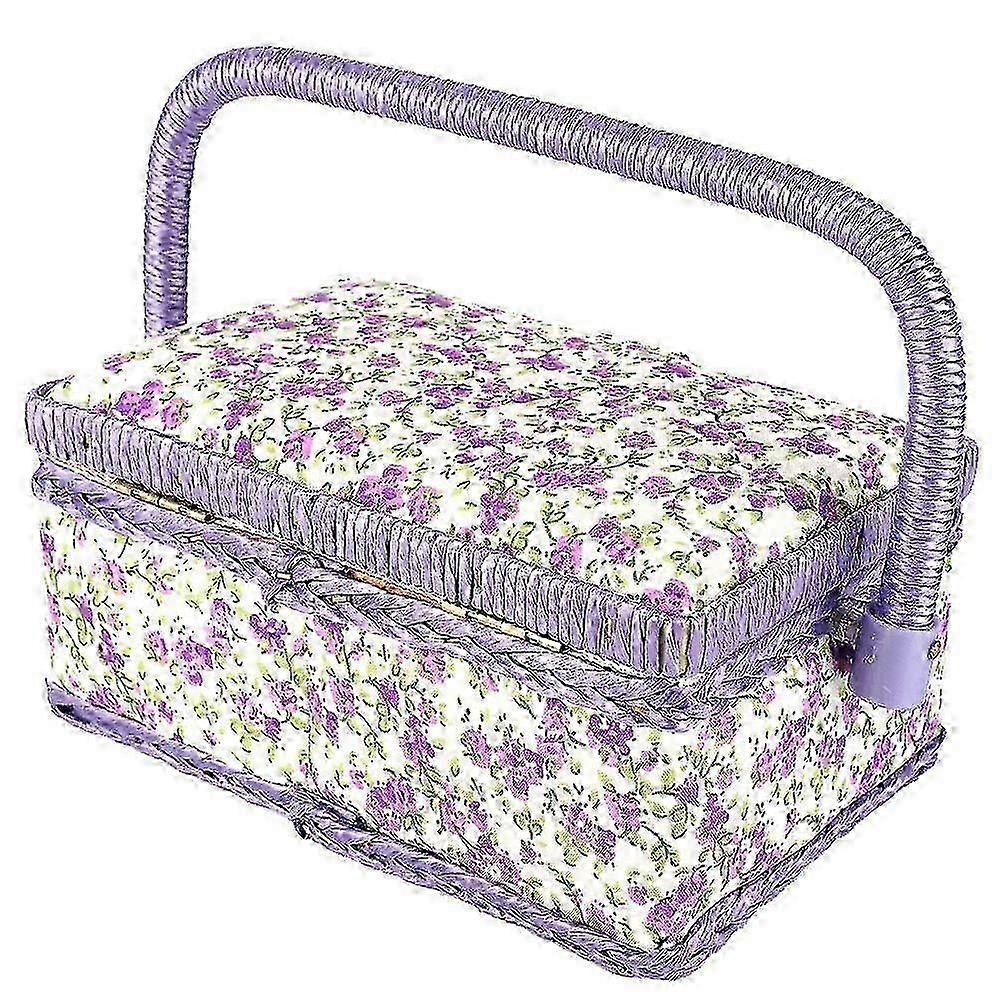 Flower Printed Sewing Storage Box with Plastic Tray