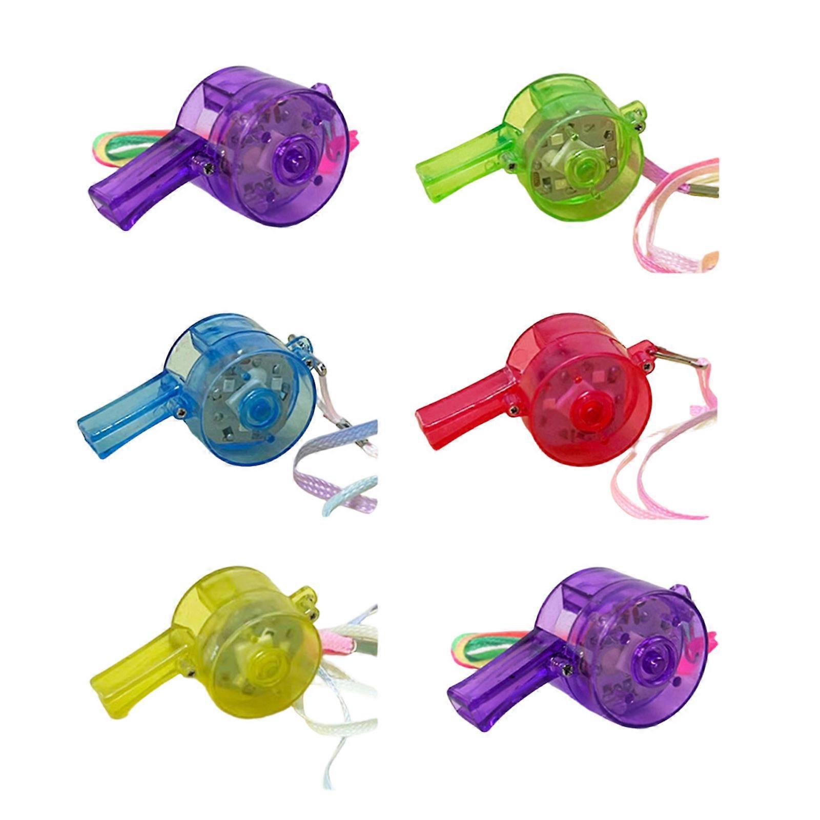 6pcs Glowing Party Whistles Assorted Color Easy Blow Activation Plastic Noise Maker for Crowds Multicolor