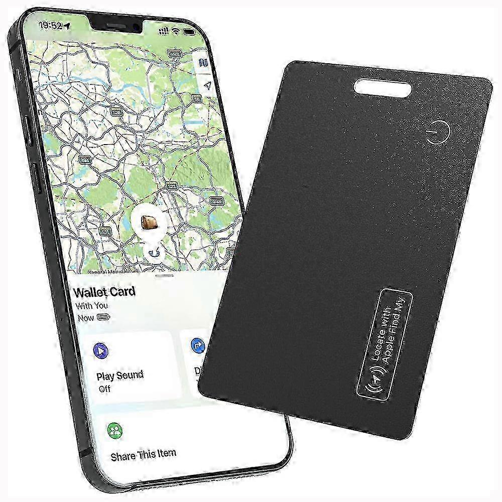 Tracking Card, Anti-Lost Wallet, Works with App, Global Coverage, Ultra-Thin 1.8mm, Rechargeable, Waterproof, Black