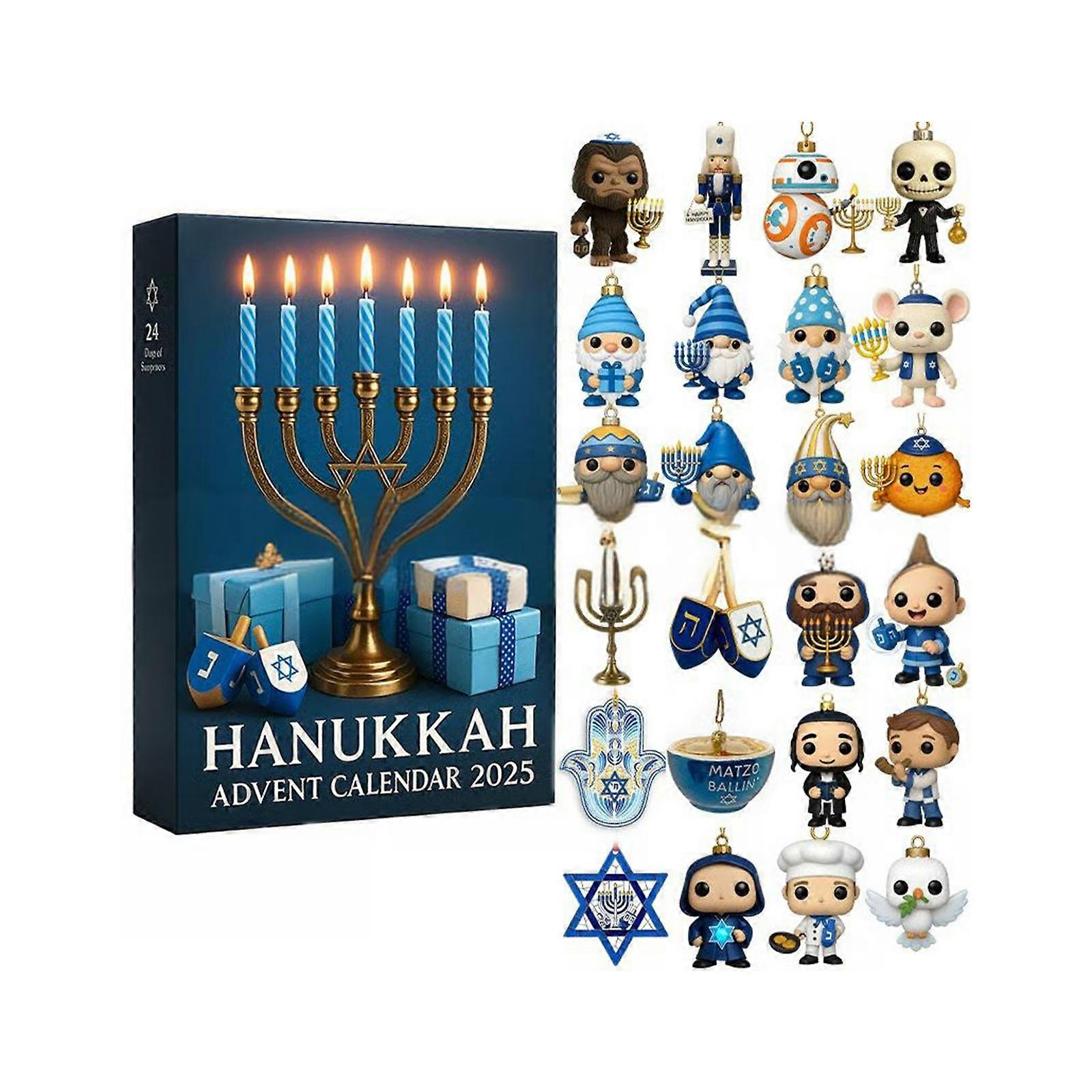 Hanukkah Advent Calendar With Acrylic Charm 24 Days Festival Advent Calendar For Christmas Tree Menorah Decoration Multicolor