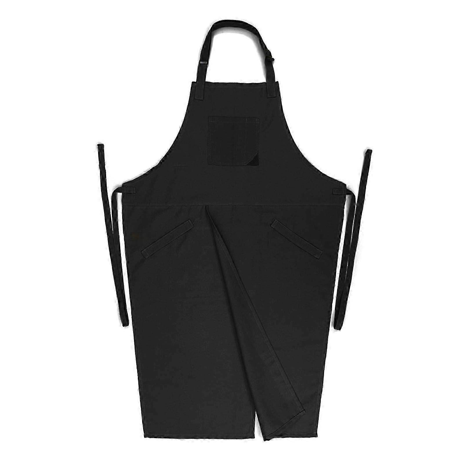 Full Coverage Pottery Apron Split Leg Apron Making Ceramics Apron Overlapping Split Leg Apron with Pockets for Women Men Light Grey