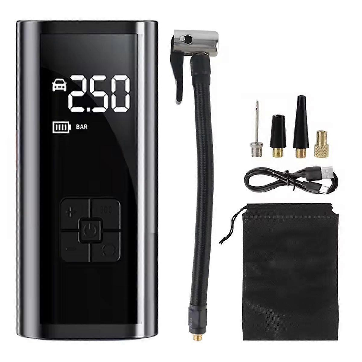 Wireless Tire Inflatable Pump Portable Air Compressor with Power Bank Function for Motorcycles and